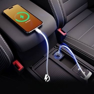 Chargeur lumineux de Voiture™ 4en1, Pliable180°, 120W [Android(USB, 80cm Câble Type-C, USB-C/USB-A, Adaptateur iP Rétractable)] - IsmBoutique 